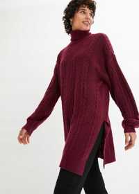 B.P.C sweter bordowy luźny długi r.48/50