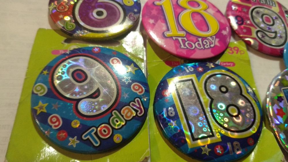 детский значок день рождения Happy Birthday круглый на1 6 9 18лет мета