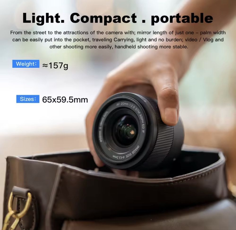 Viltrox AF 20mm f/2.8 STM ASPH ED IF (Sony FE) Lente objetiva nova