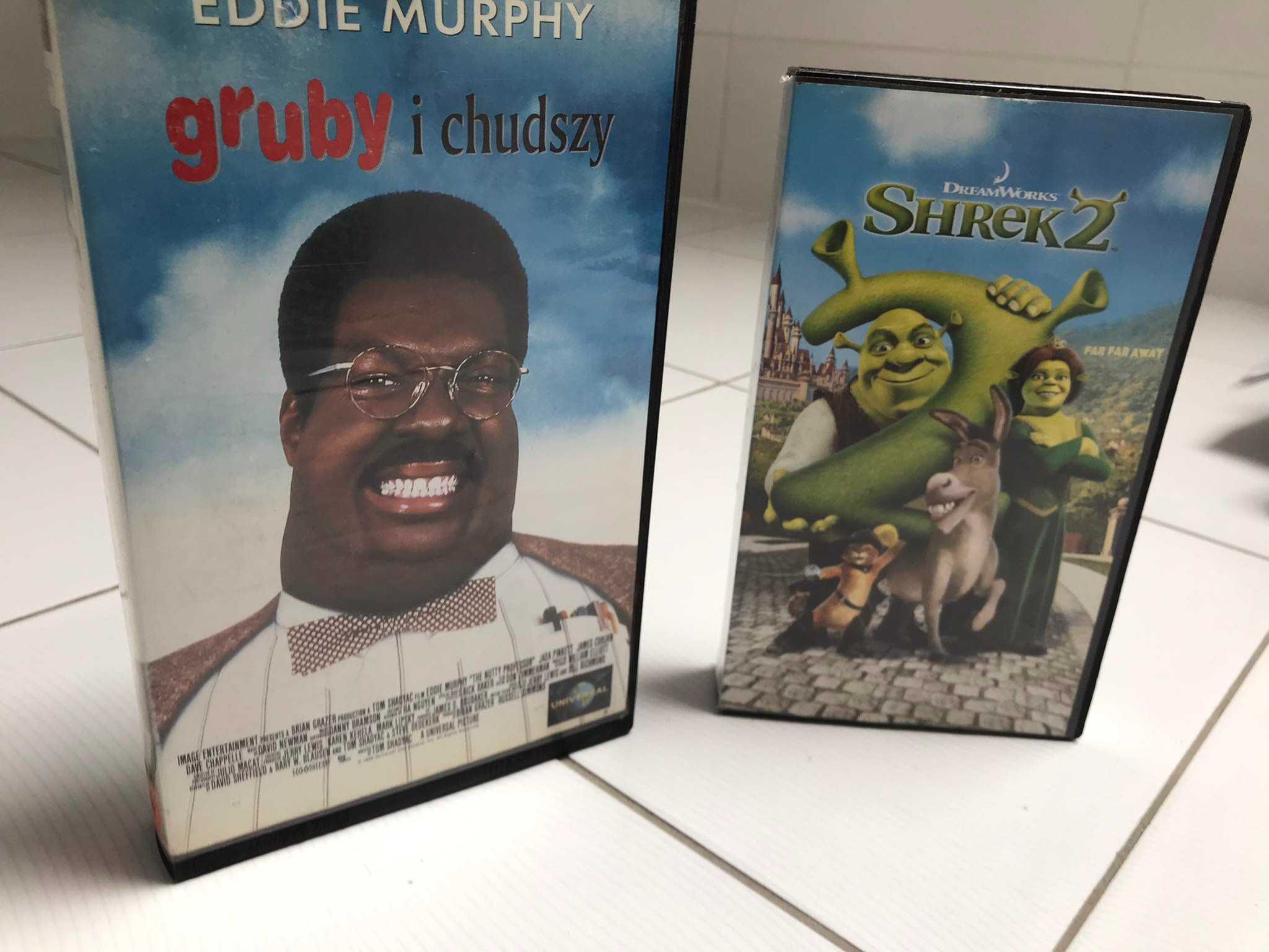 Filmy Gruby i Chudszy oraz Shrek 2 vhs