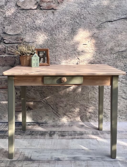 Stół! Biurko! Drewno! Szałwia! Leśna zieleń! Szuflada! Unikat! Cena