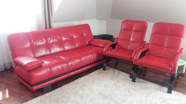 Skórzana kanapa + 2 fotele