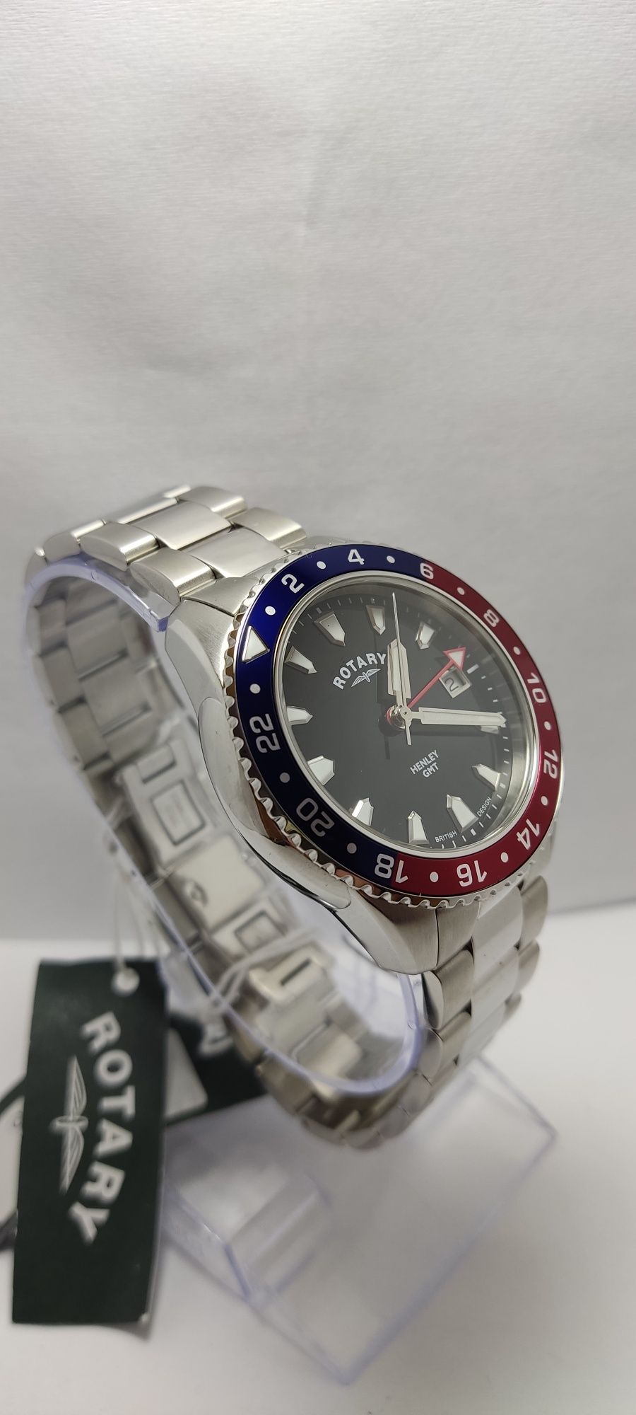 #017* Rotary GB05108/30 HENLEY GMT srebrny
