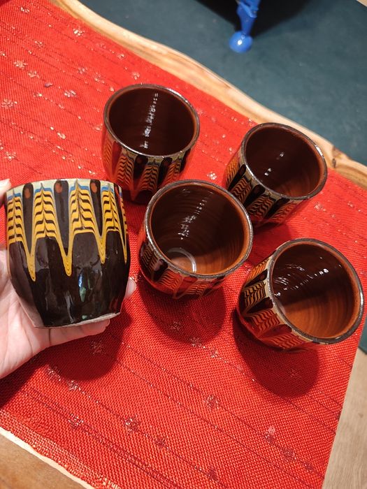 5 sztuk kubków ceramika bułgarska PRL vintage