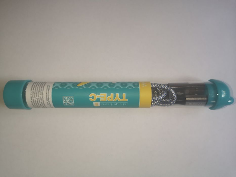 Kabel typu C 2.4A, 1m w błękitnym  etui