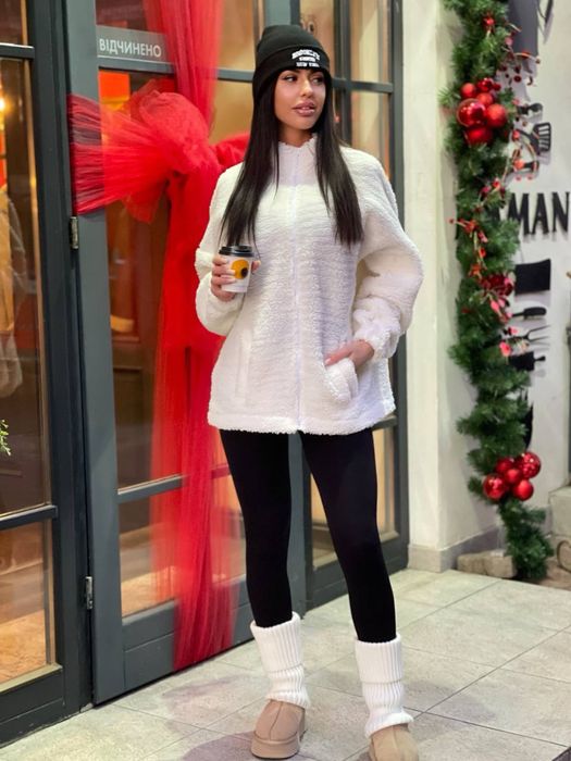 Тепла жіноча кофта Teddy oversize, бомбер тедди