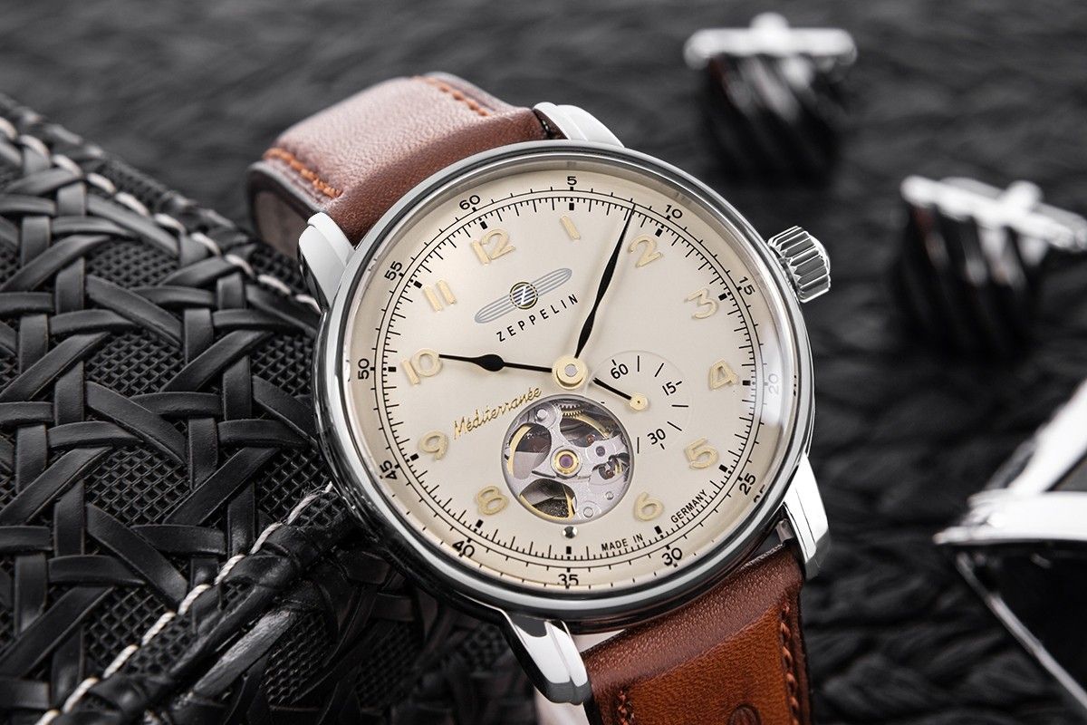 zegarek męski zeppelin mediterranee open heart automatic 9666-5 + box