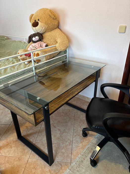 Mesa de vidro tempered Glass,Altura:74cm,Comprimento: 120cm por 60