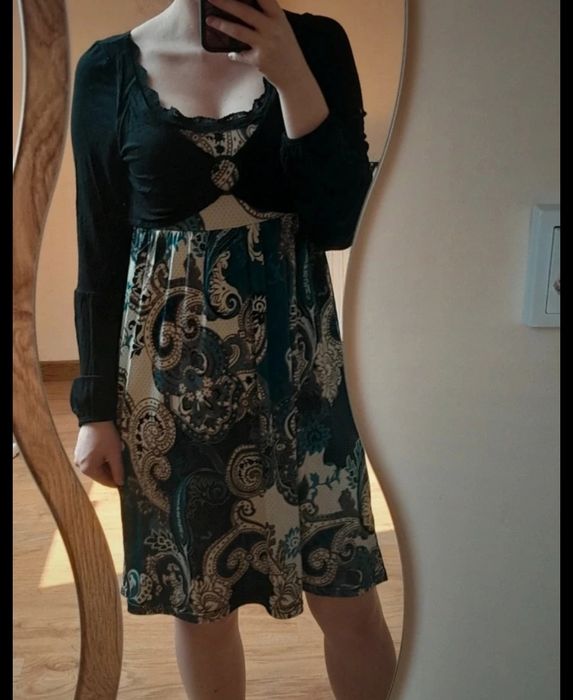 Sukienka na długi rękaw boho S| wysyłka w 24h od zakupu