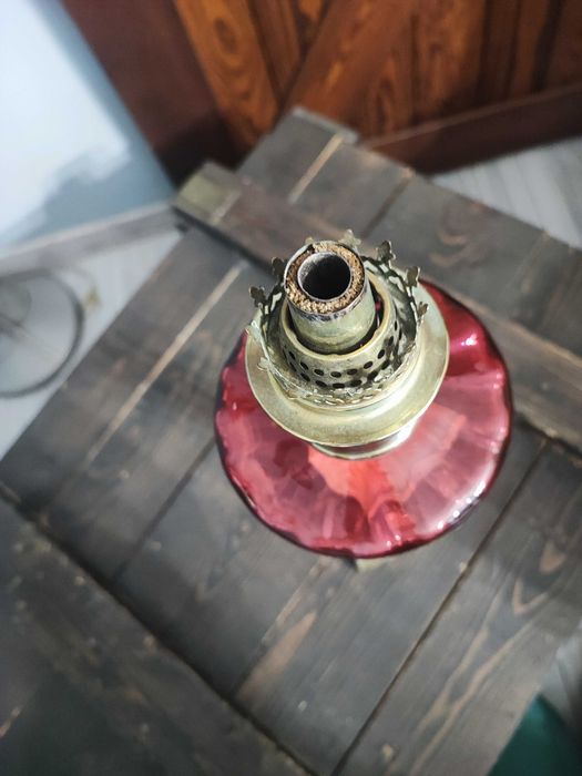 Kolumnowa lampa naftowa marmur mosiądz