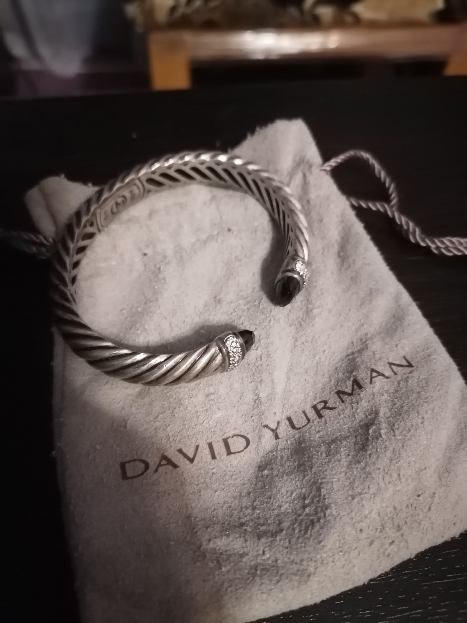 Браслет David yurman срібло з чорним оніксом та діамантами