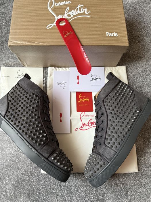Высокие Кроссовки кеды Christian Louboutin с шипами labuten labouten