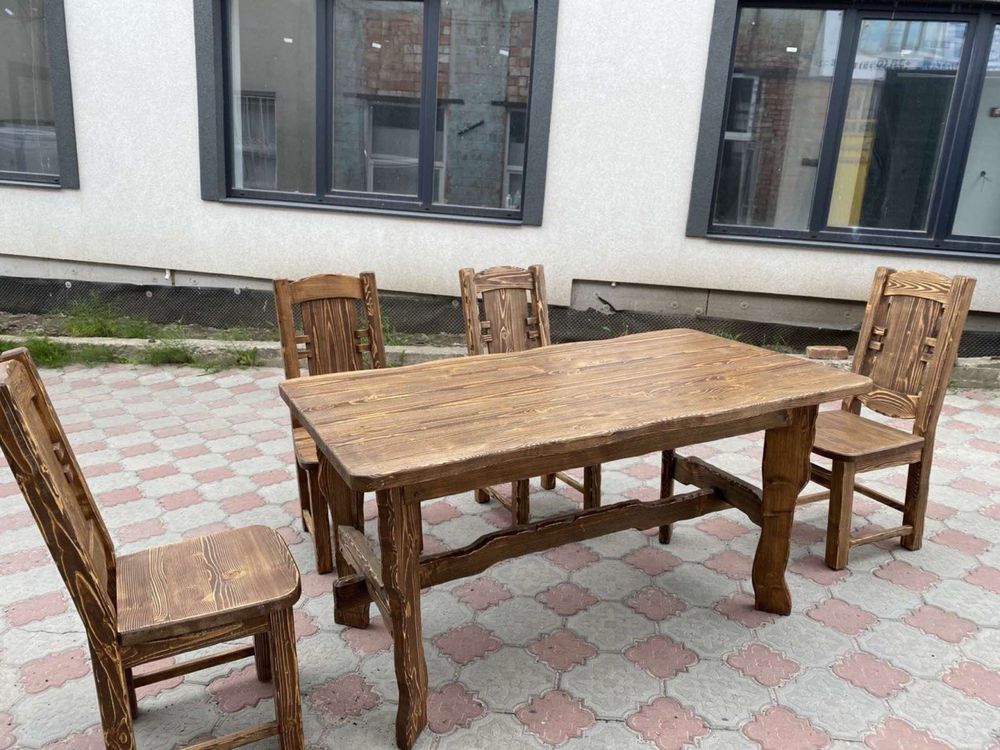 Комплекти деревʼяних стільців та столу для ресторану/альтанки/веранди