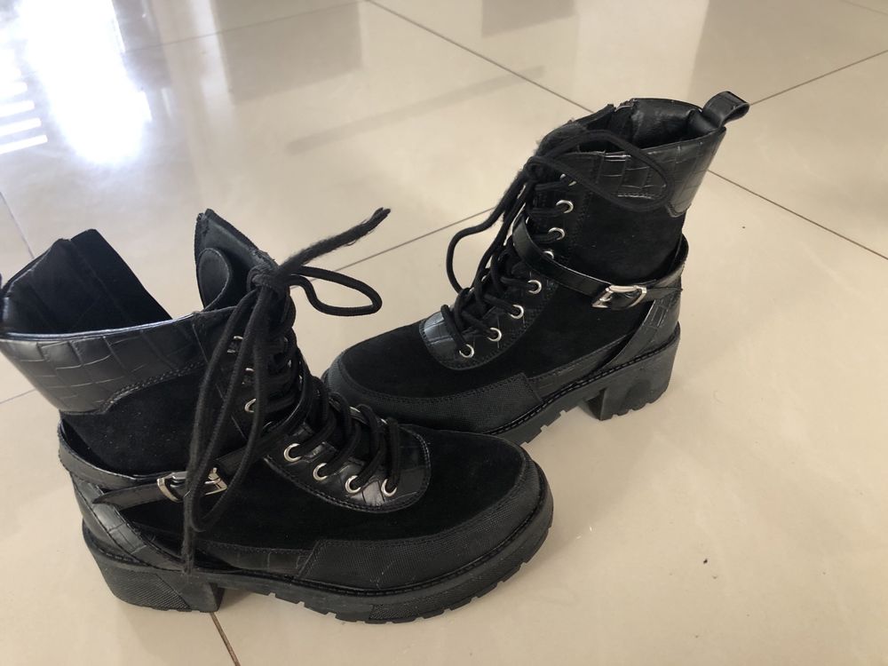 Półbuty trapery buty jesienno zimowe czarne