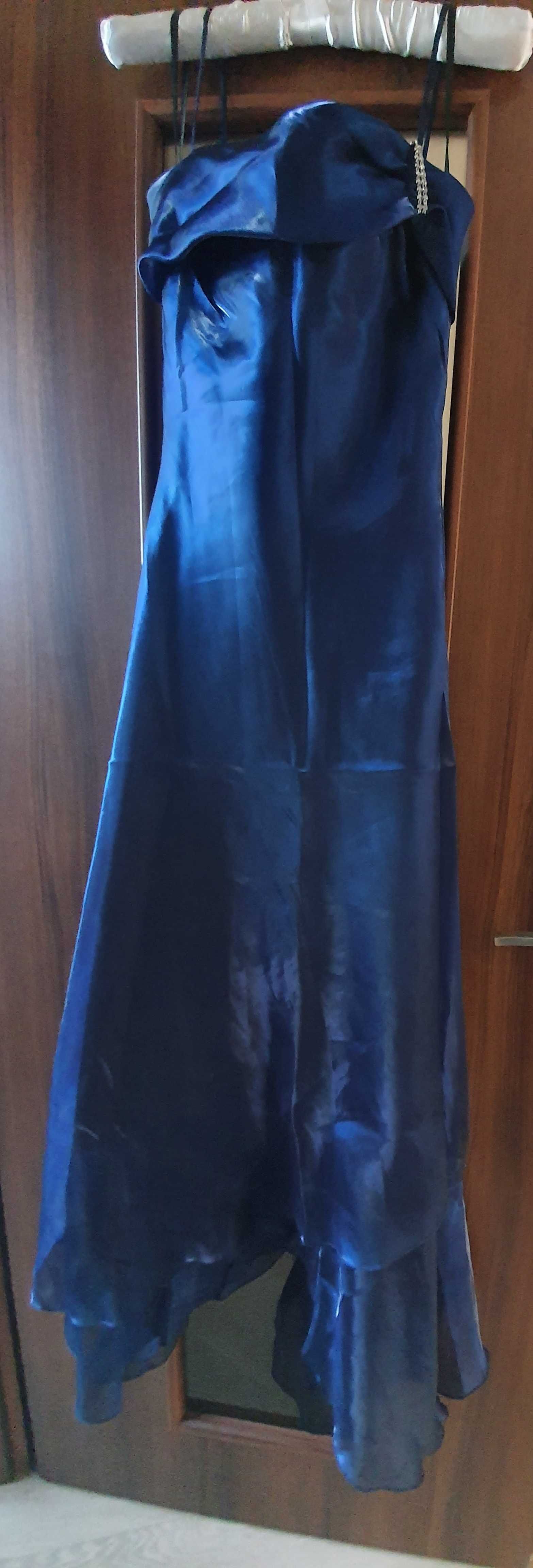 Sukienka wizytowa #długa #granat #organtyna z szalem #r.38 #Sprzedam