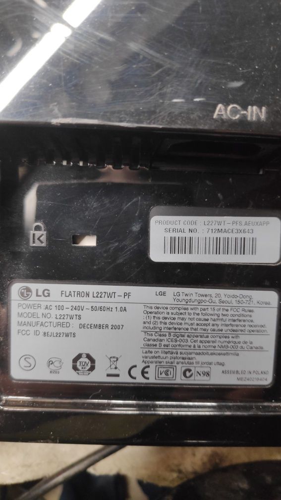 Monitor LG flatron 227wt