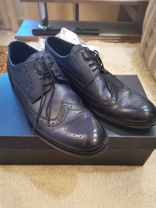 Туфли мужские тёмно-синие из натуральной кожи