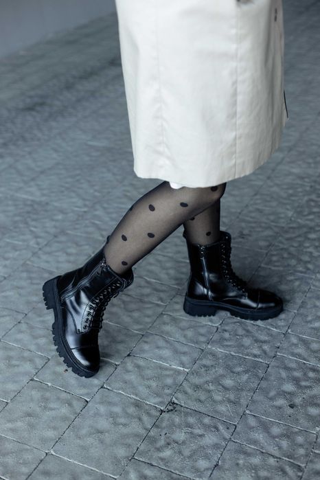 Черевики зимові жіночі (блискуча шкіра, 11 люверсів) |(23.0;23.5;24.0)