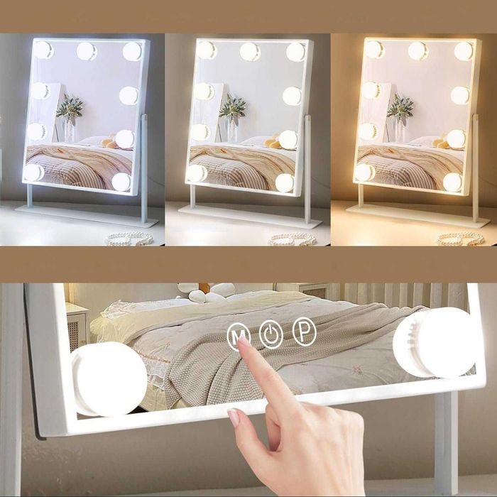 Lustro do makijażu z oświetleniem LED, 30 cm x 25 cm