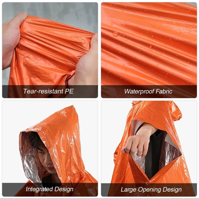 Poncho/capa de chuva de emergência