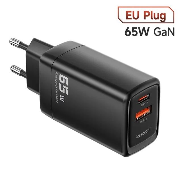 Szybka ładowarka Toocki 65W 1xUSB-C 1xUSB-A