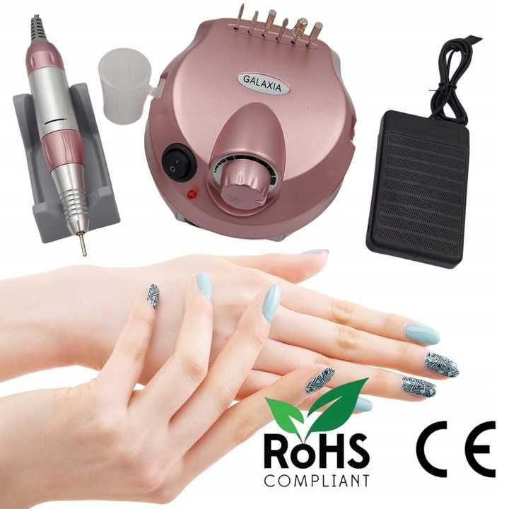 Frezarka do Paznokci 65W + FREZY Do Manicure i Pedicure MOCNA Róż