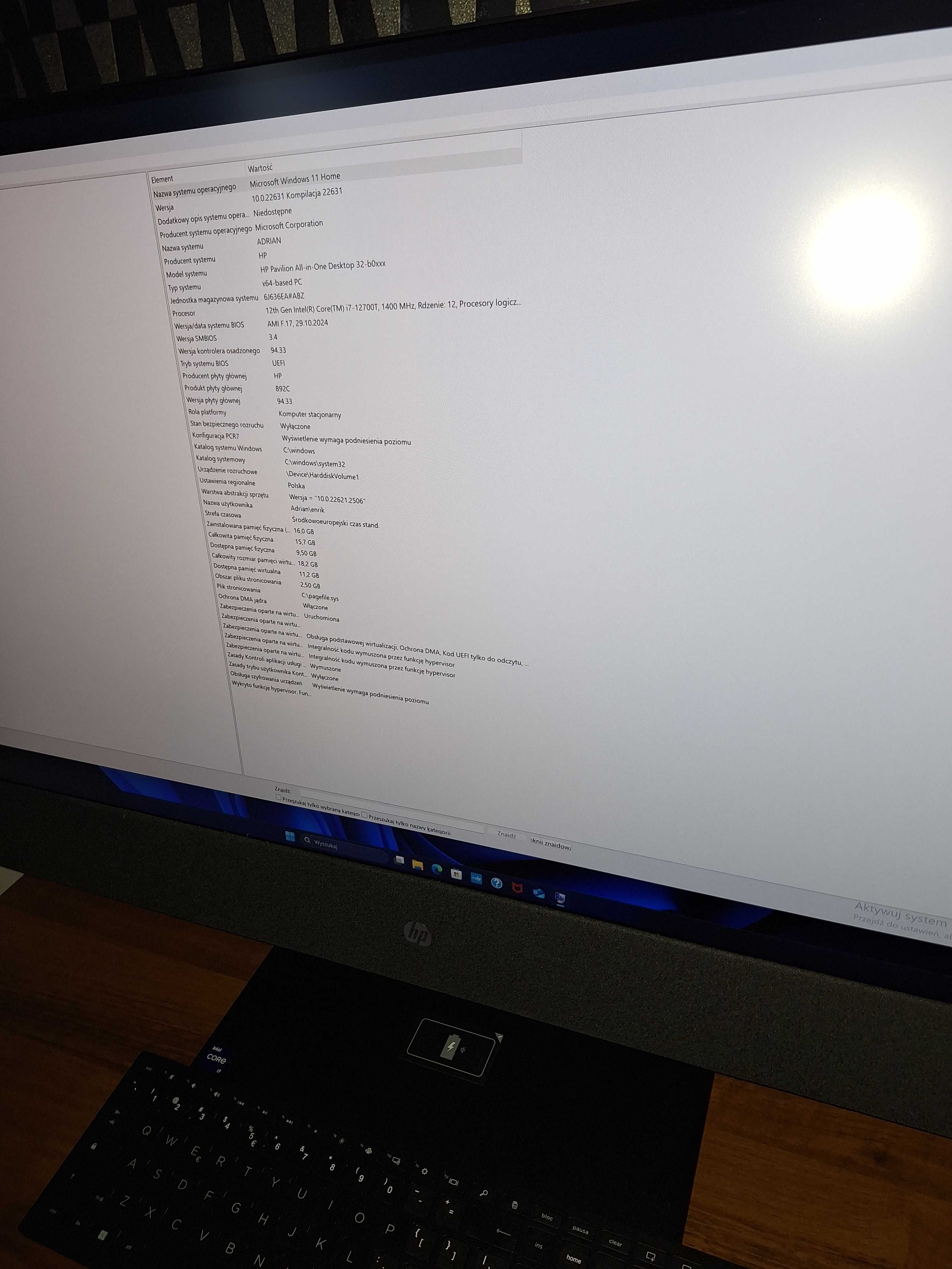 Komputer all in one hp 32 cale i7 12 gen