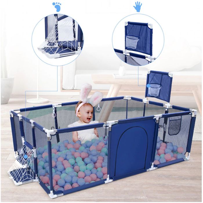 Parque Infantil Azul – Rectangular / 190x129cm / Cesto – PROPREMIUM