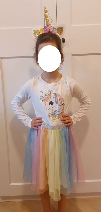 Strój Kostium Przebranie Jednorożec Jednorożca H&M 134-140 tęczowa