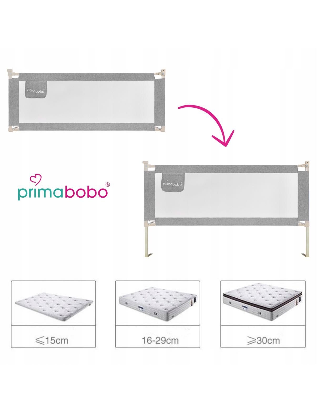 PRIMABOBO Barierka ochronna do łóżka CLASSIC 200cm