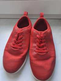 Buty buciki wsuwane bez sznurowania czerwone eleganckie clarks