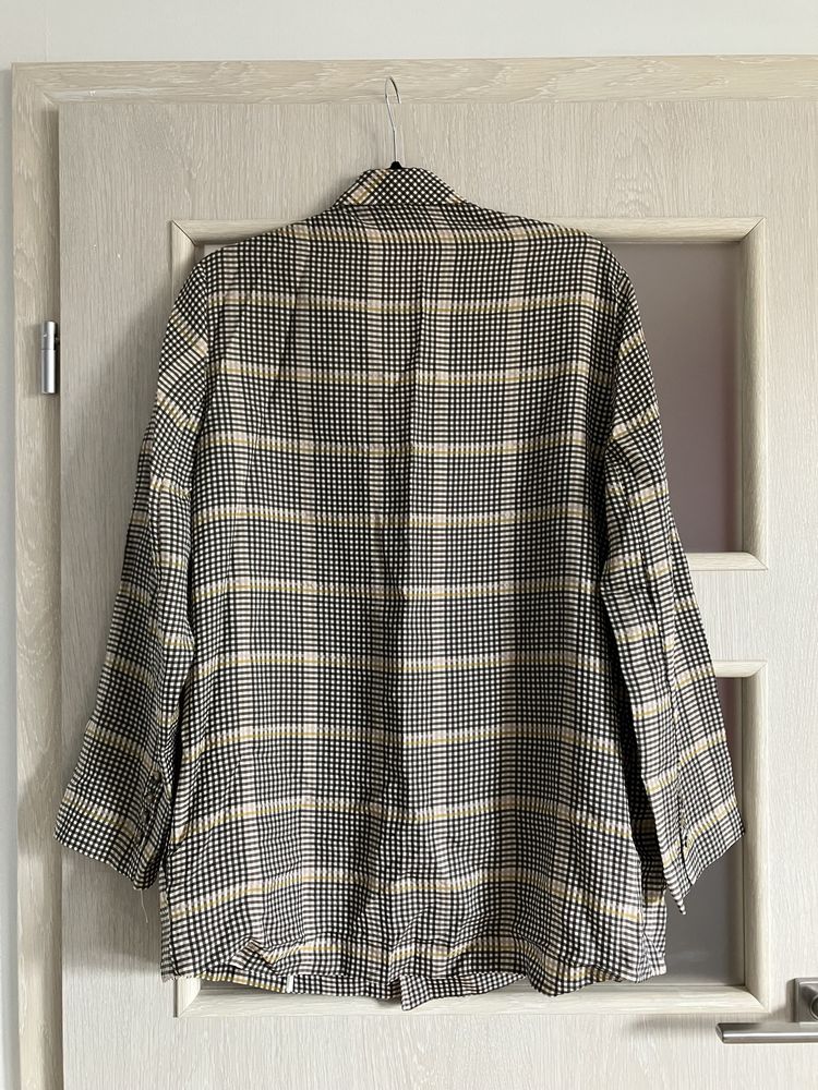 marynarka w krstke h&m szara żółta