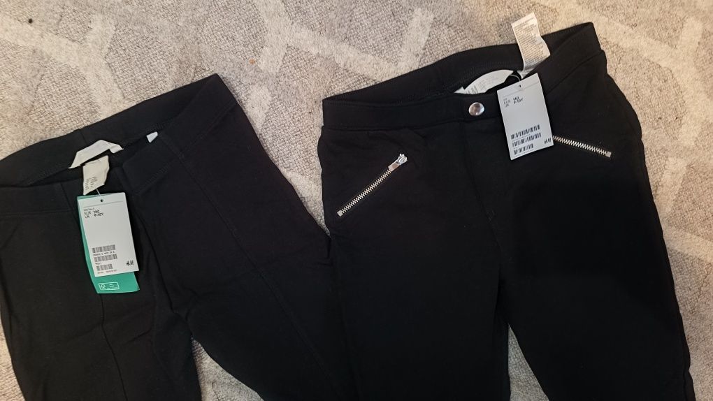 legginsy 134 spodnie nowe h&m wstawki skóra