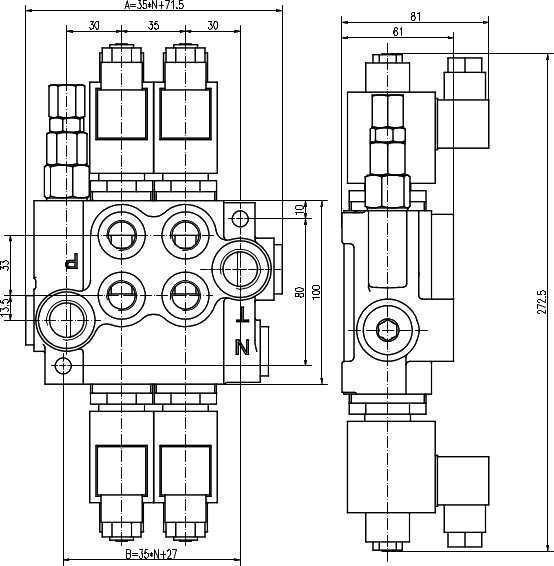 ROZDZIELACZ Hydrauliczny Elektryczny 4 SEKCYJNY 80L 12V [3262]