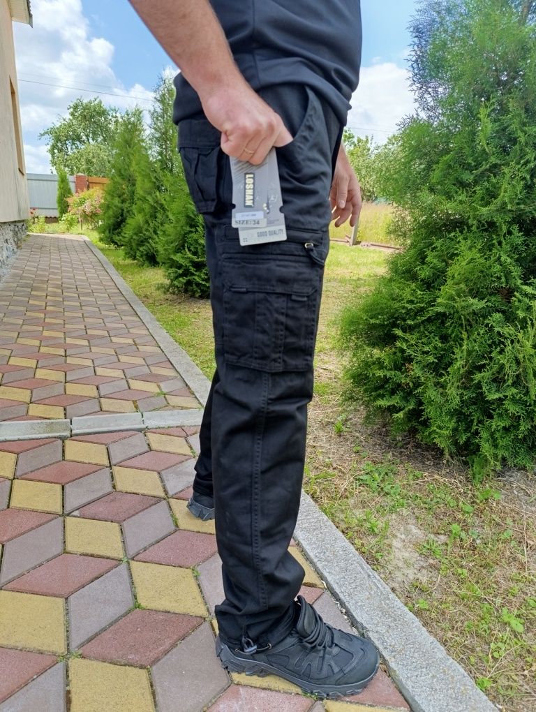 Штани чоловічі великих розмірів Loshan карго олива, чорні.