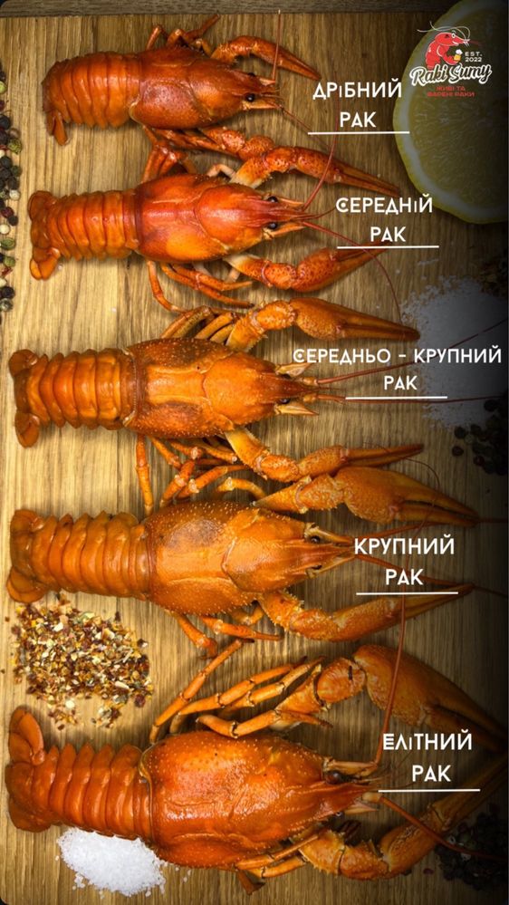 Живі та варені Раки в наявності.