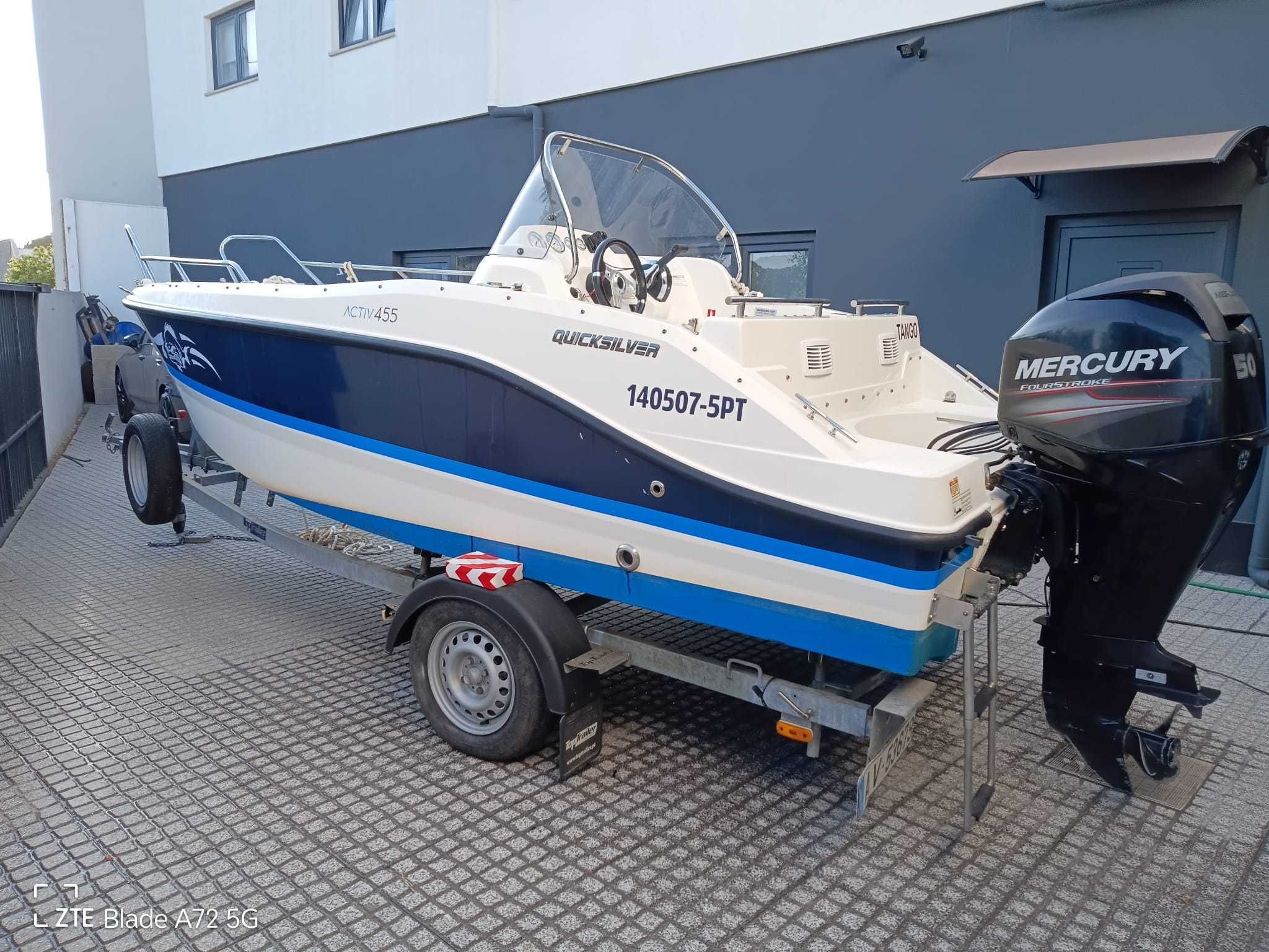 Barco Quicksilver 455 Activ Open com Reboque matrícula própria