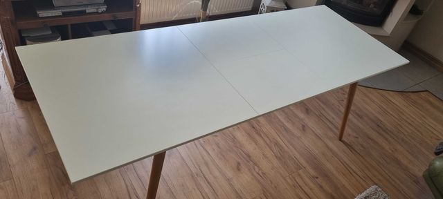 Stół rozkładany biały MDF, drewniany, styl nowoczesny, skandynawski.