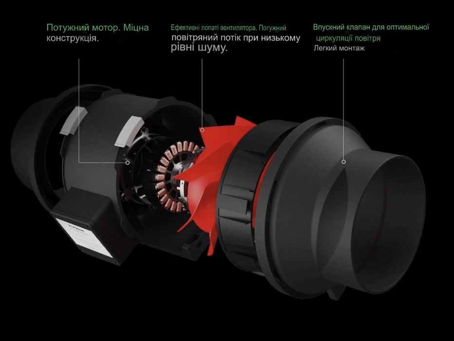канальний вентилятор VIVOSUN 6 для гроубоксів, теплиць, ванних кімнат