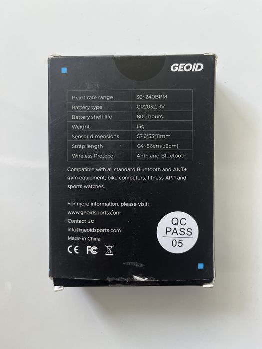 Нагрудний датчик пульсу GEOID Bluetooth і ANT спортивний пульсометр