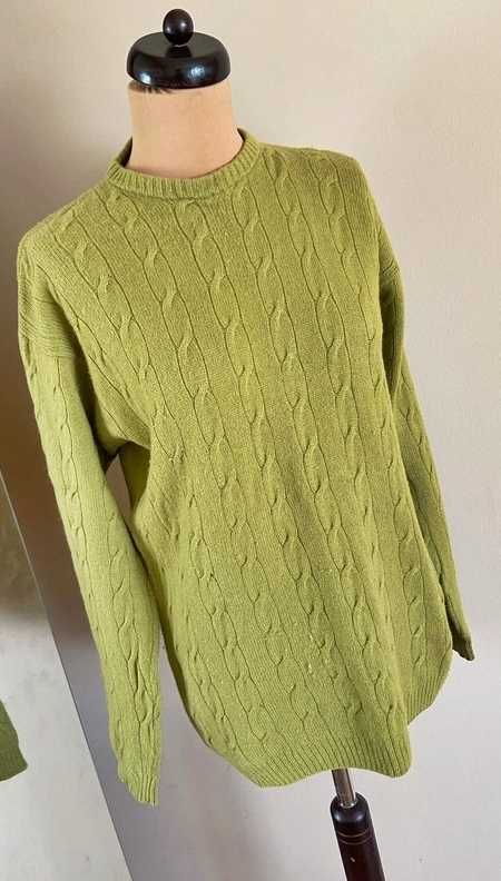 sweter zielony limonka m l 40 38 neon welna lam owcza wool modny basic