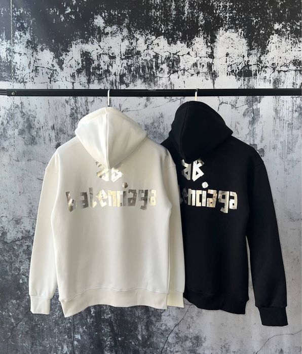 BALENCIAGA scotch худи черный мужской белый оверсайз оригинал