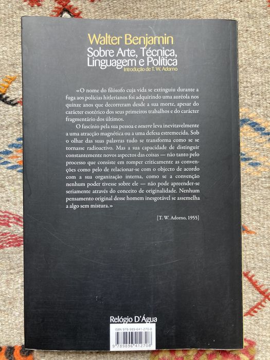 Sobre Arte, Técnica, Linguagen e Política de Walter Benjamin