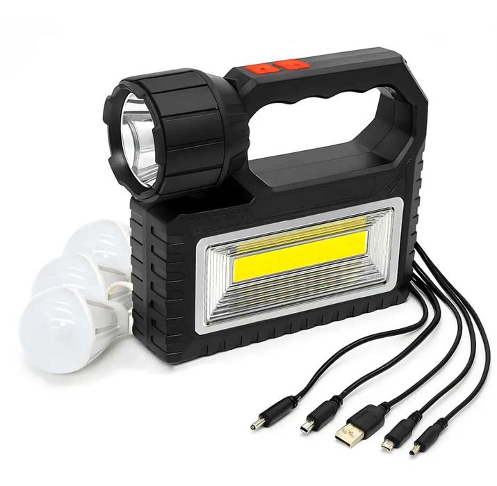 Сонячна зарядна станція PowerBank, сонячна панель, 3 виносні лампи