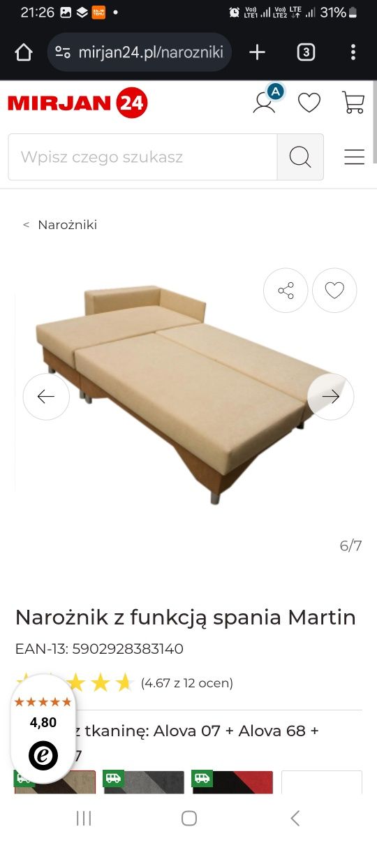Sprzedam narożnik z funkcją spania