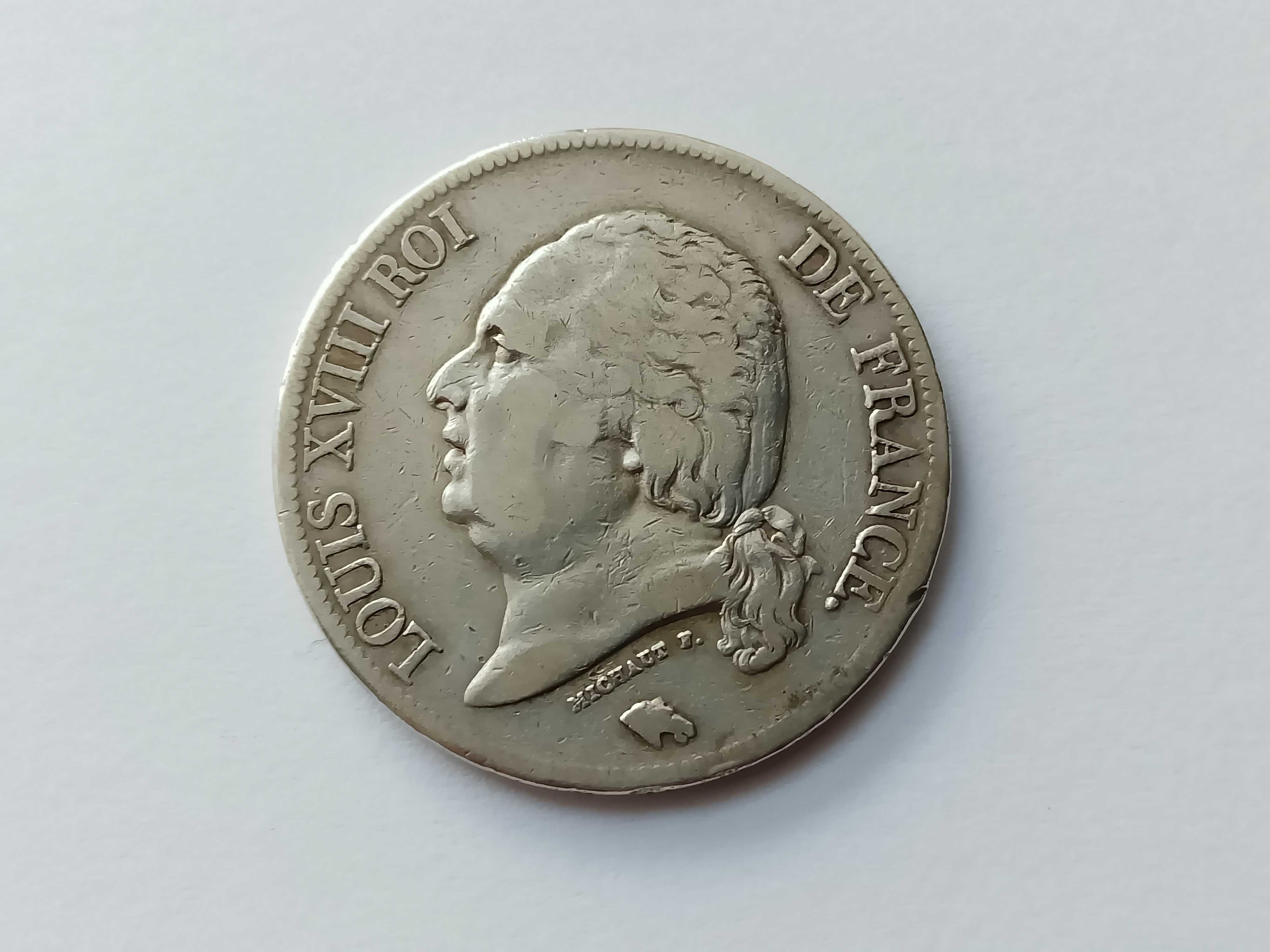 5 Franków 1824 A Francja Ludwik XVIll oryginał Srebro