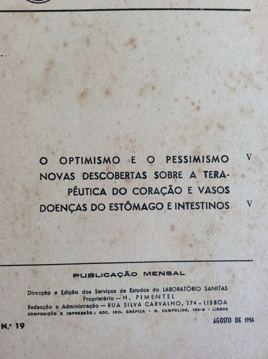 Estudos: Edição do Laborat. Sanitas. (19) - Agosto de 1956. Ver sumár.