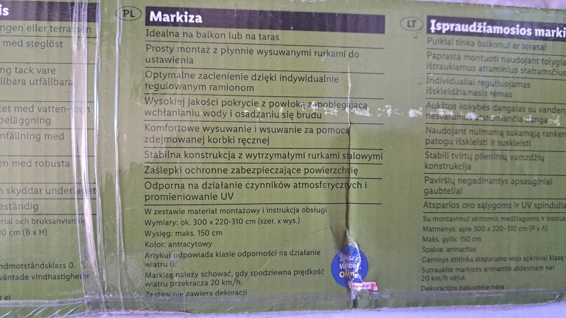 Markiza rozporowa 300x220-310