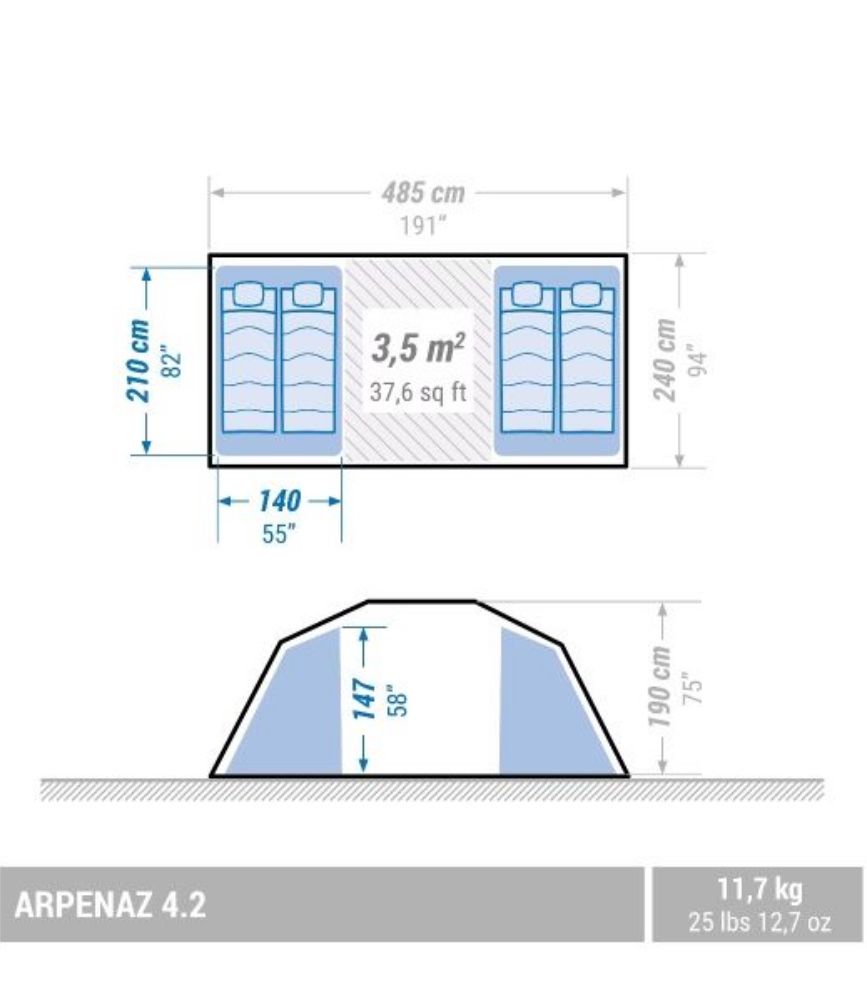 Tenda familiar Arpenaz 4.2 (Decatlhon)