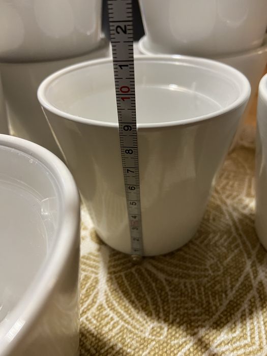 9x zestaw doniczka kaktus ceramiczna Polnix biała + wkład plastikowy